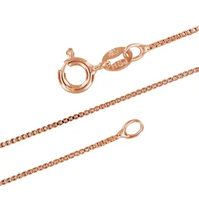 14kt Rose Gold Plated Sterling Silver 1mm Box Chain Necklace Italian Nickel-Free, 16-24 Inch