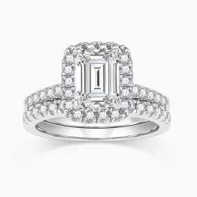 2CT Bridal Emerald Cut CZ Engagement Ring Sets