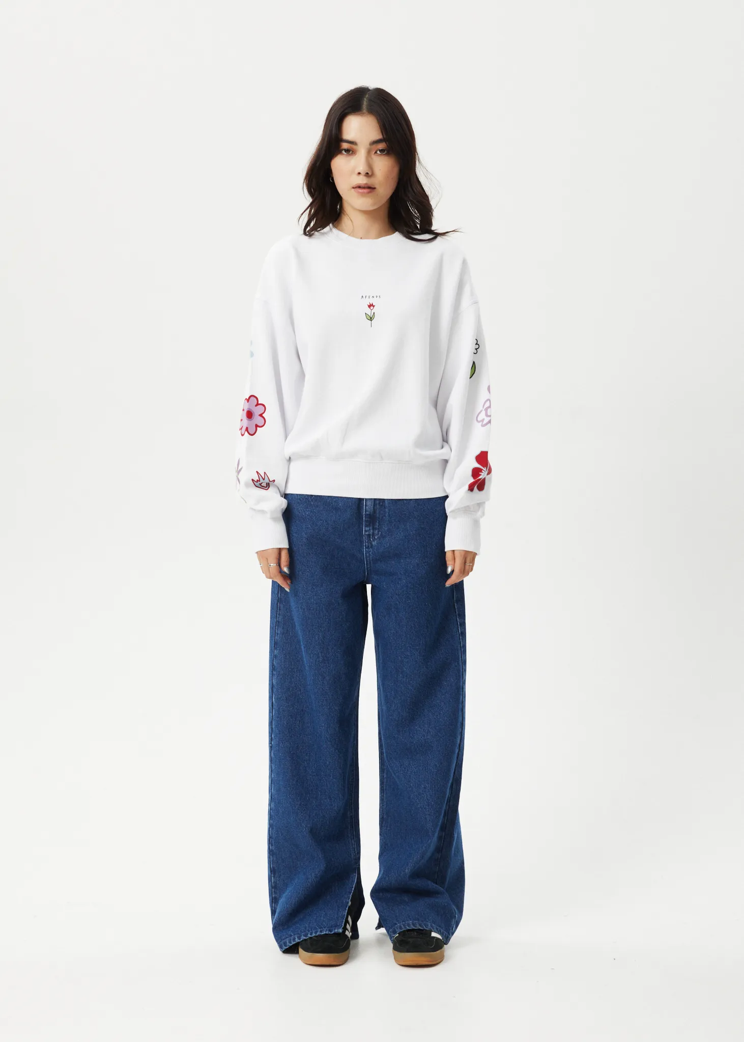 AFENDS Womens Flourish - Crew Neck - White