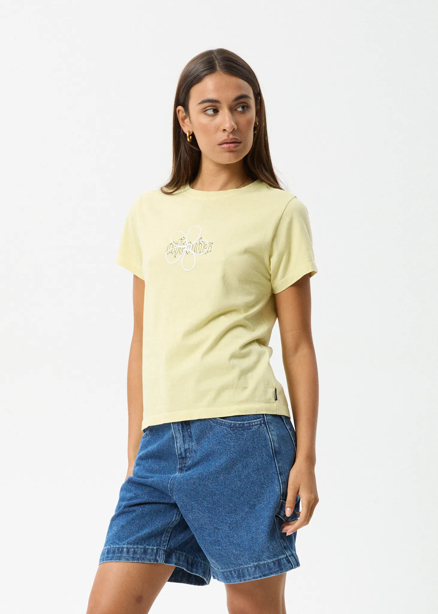 AFENDS Womens Heidi - Regular Tee - Lemongrass