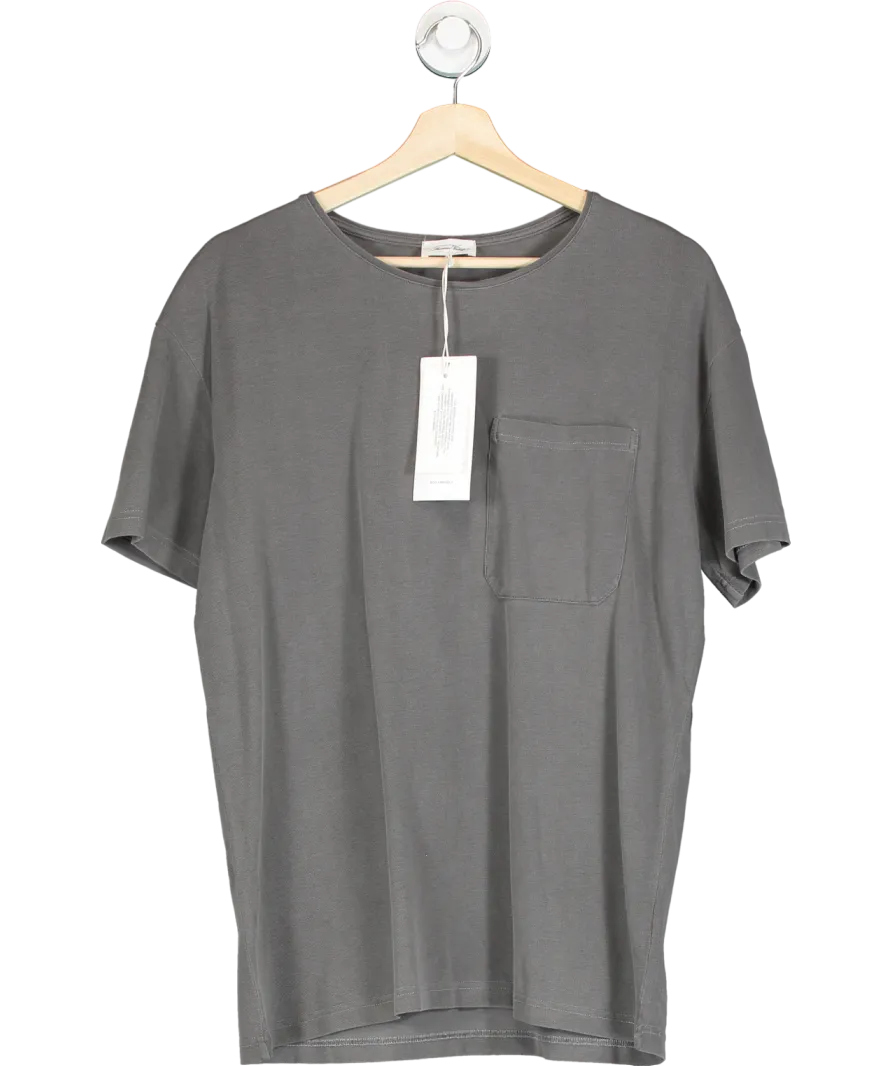 American Vintage Grey Pocket Detail Organic Cotton T-shirt UK M