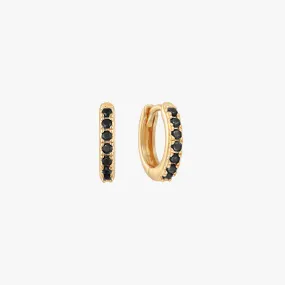 Black Pave Huggie Hoop Earrings