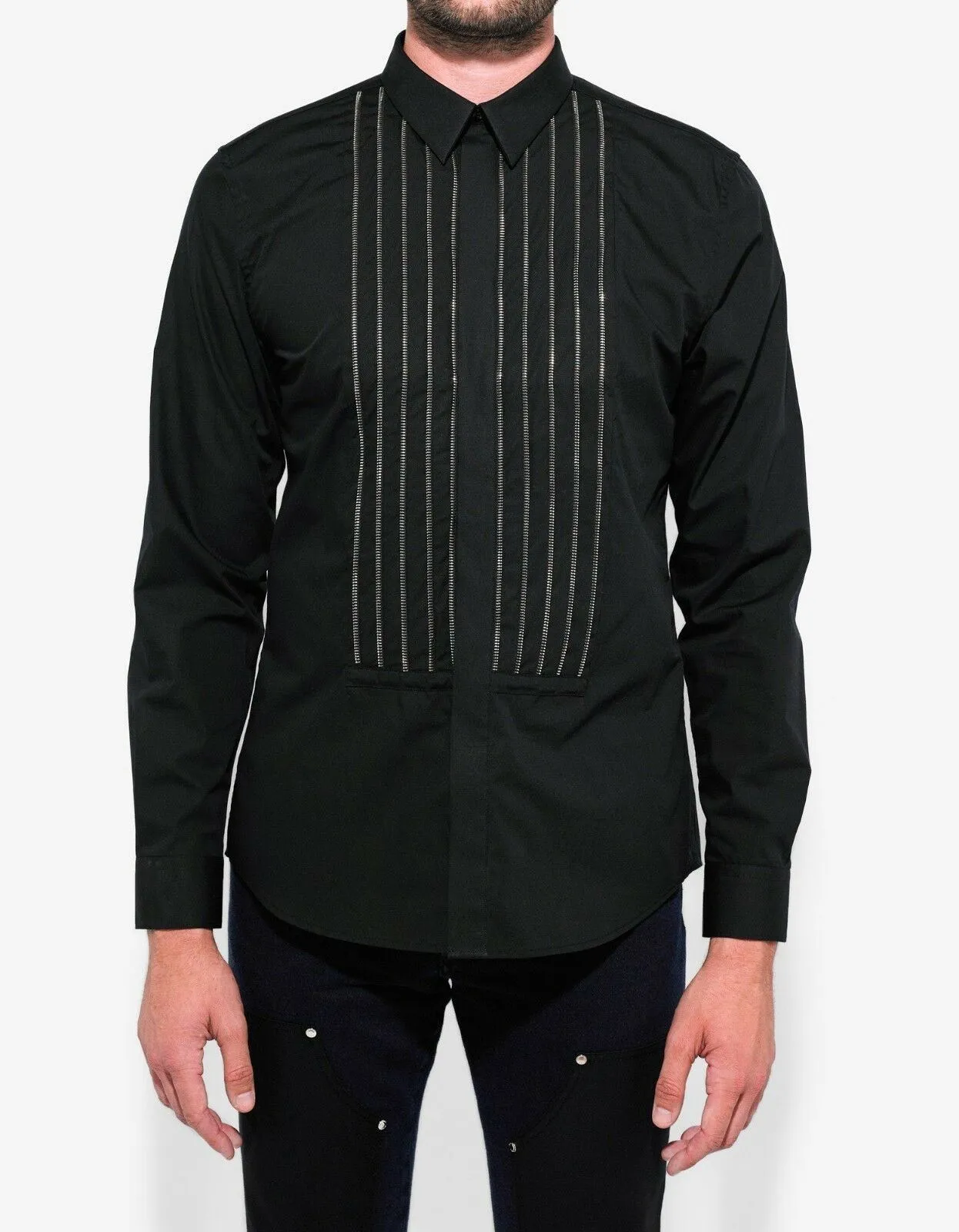 Black Shirt with Zip Embellishments