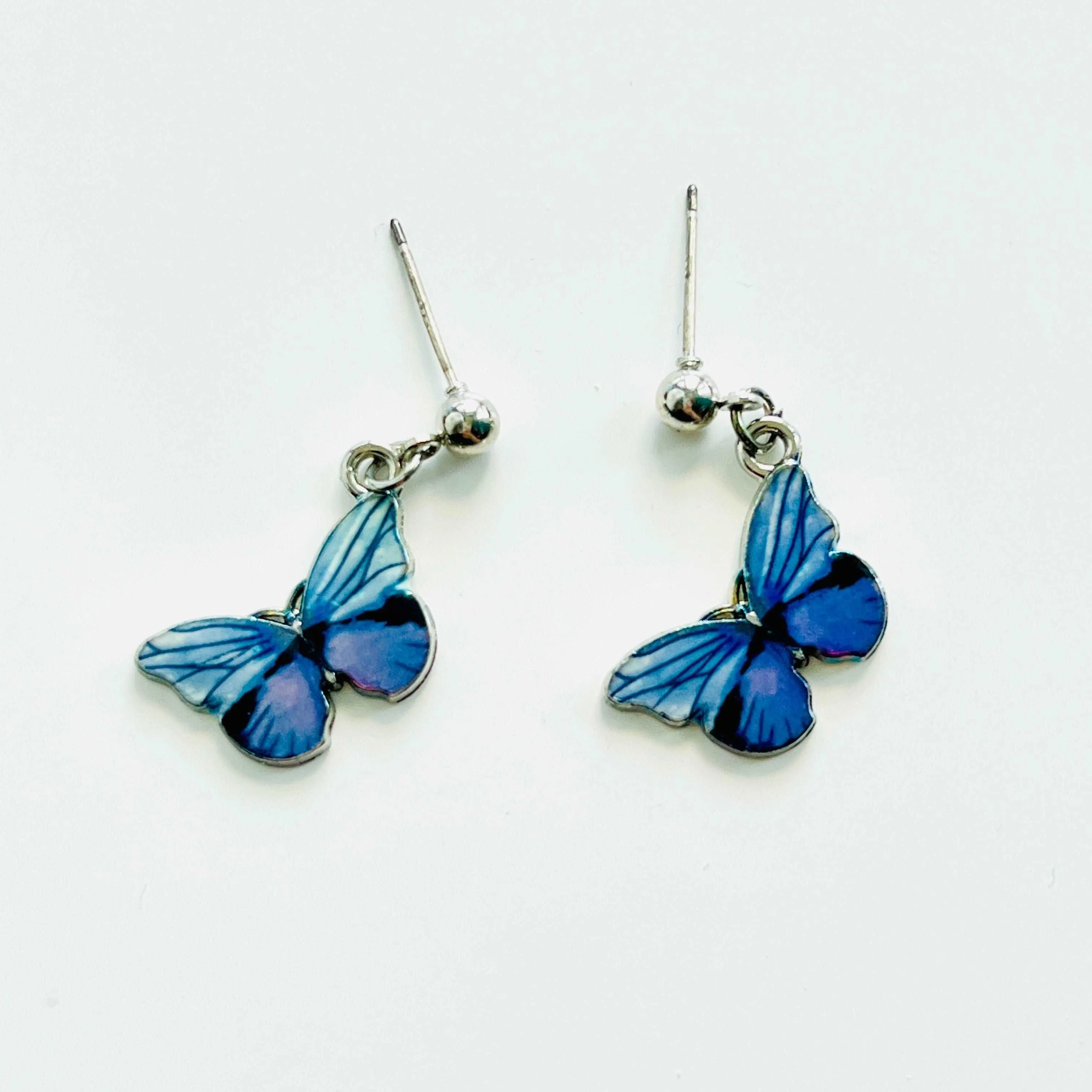 Blue / Purple Butterfly Drop Earrings