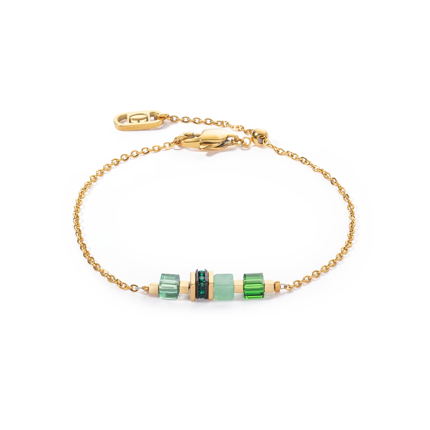 Bracelet Mini Cubes & Chain gold-green