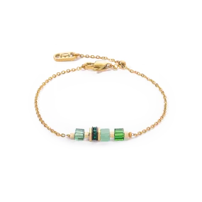 Bracelet Mini Cubes & Chain gold-green