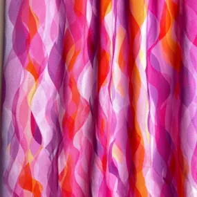 Chroma Rose Waves Rayon Fabric