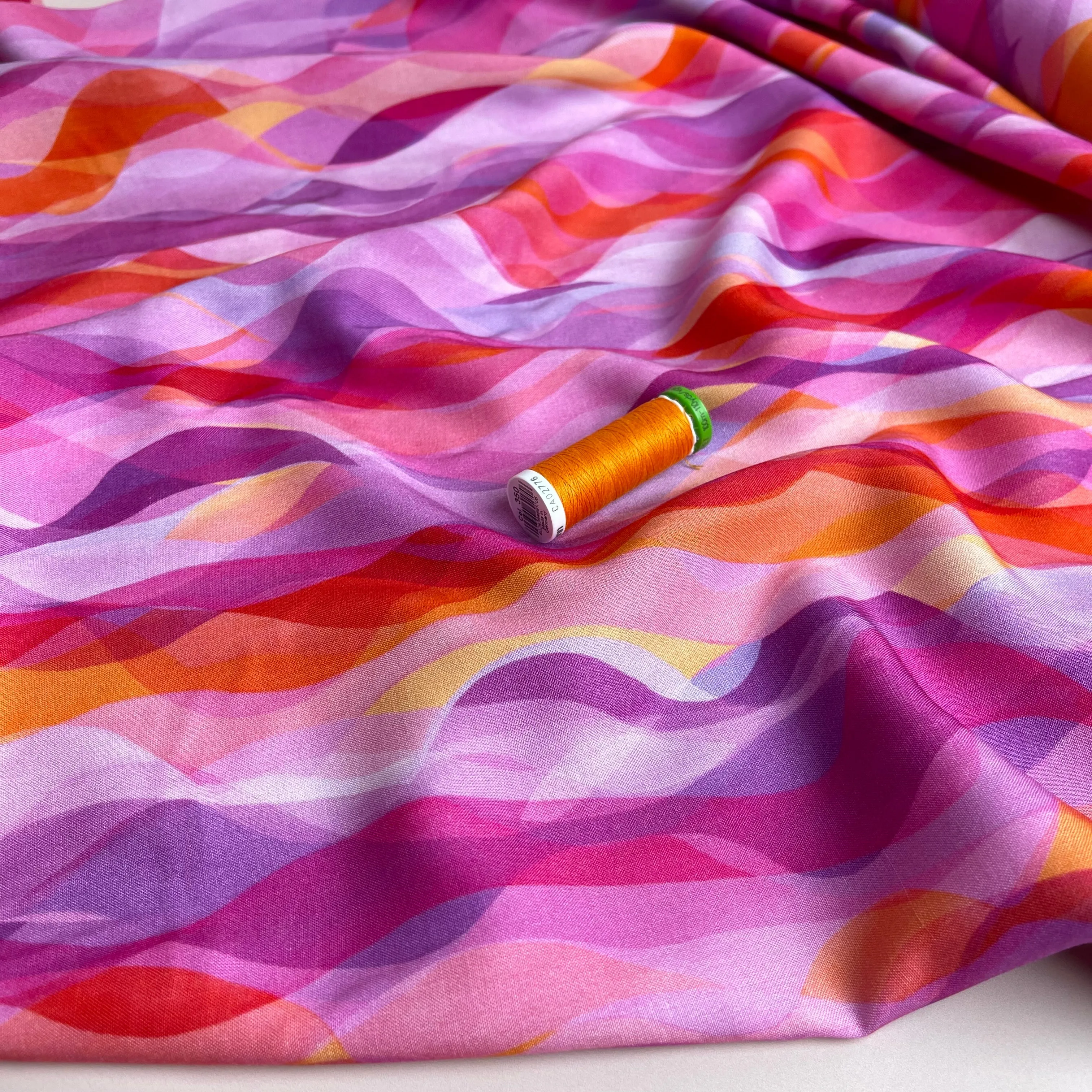 Chroma Rose Waves Rayon Fabric