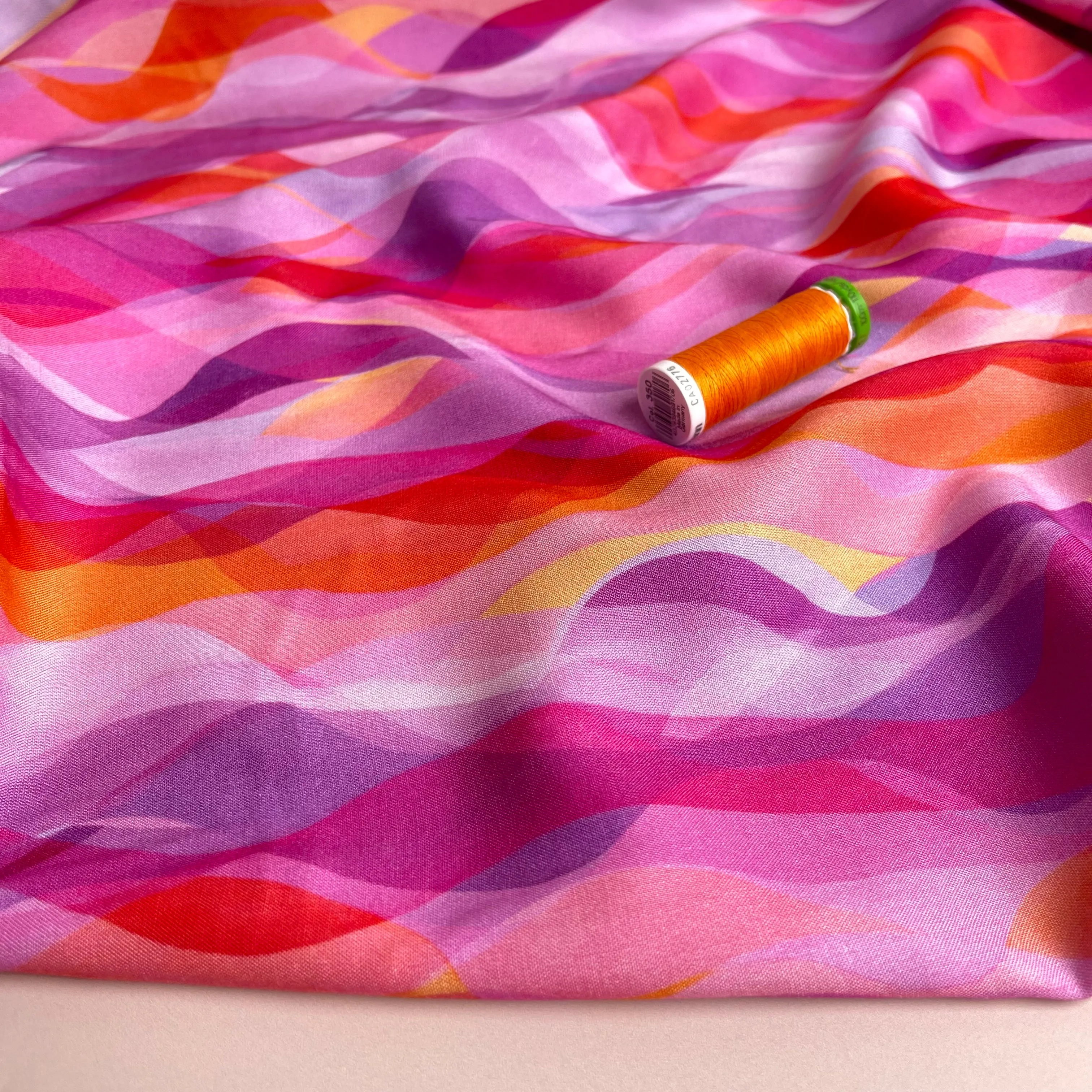 Chroma Rose Waves Rayon Fabric