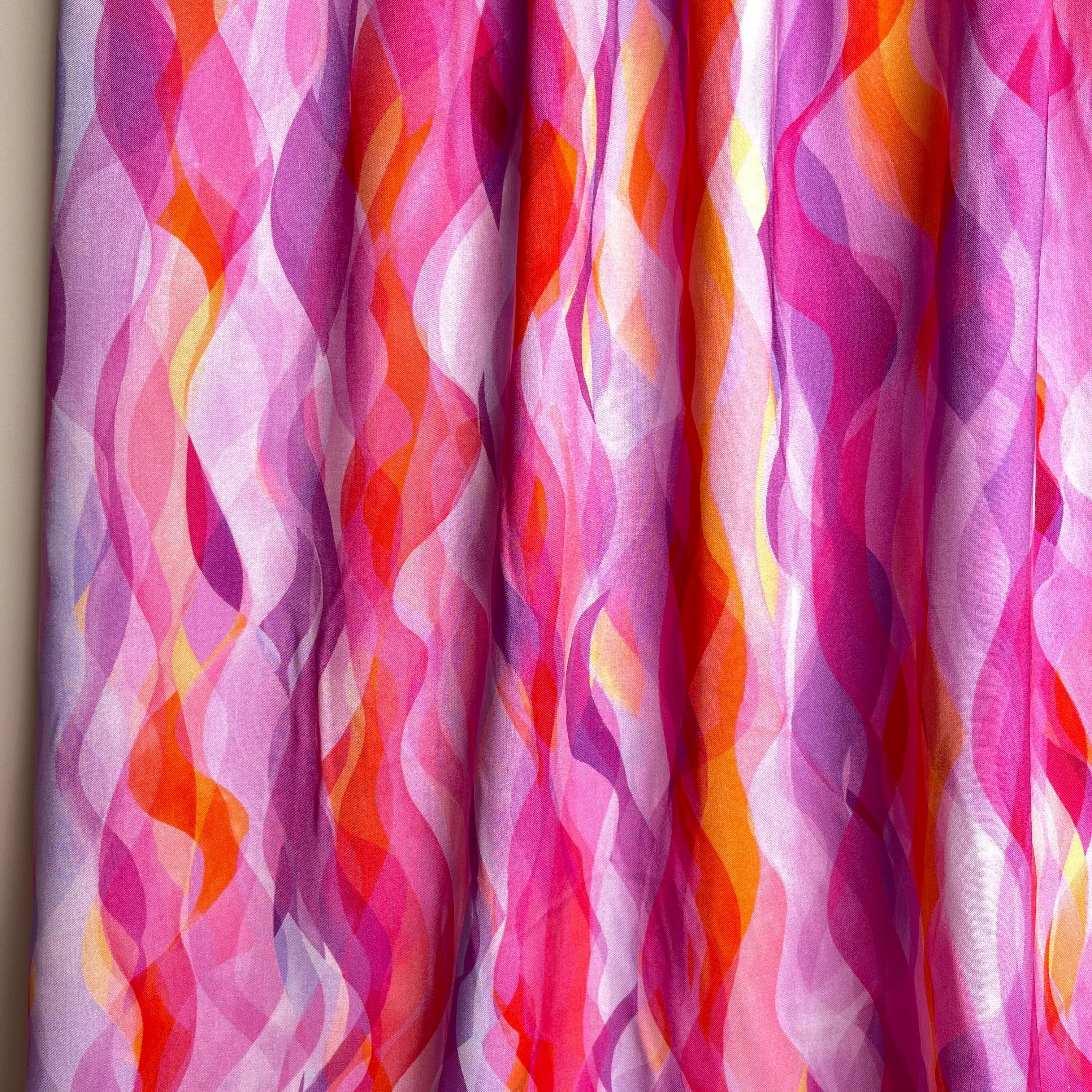 Chroma Rose Waves Rayon Fabric