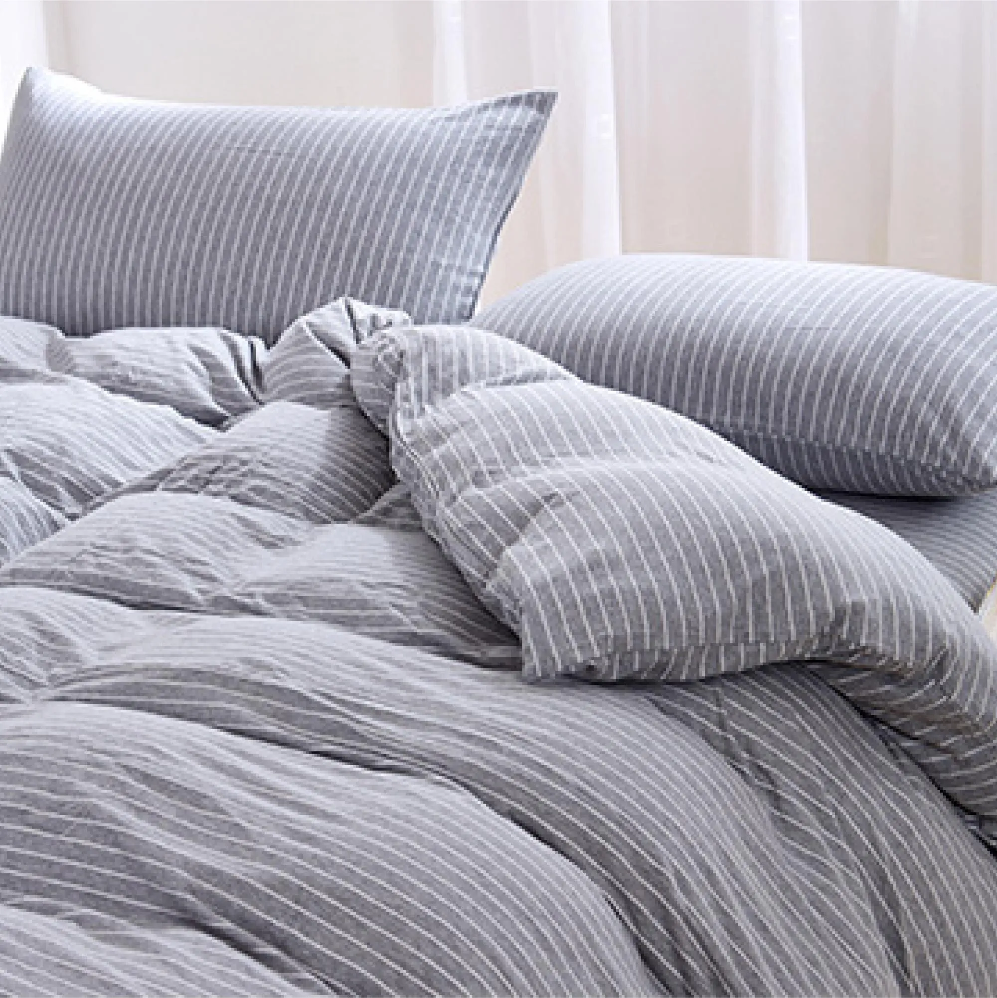 Cotton Pure -  Greyish Stripes Jersey Cotton Quilt Cover