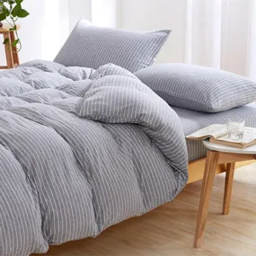 Cotton Pure -  Greyish Stripes Jersey Cotton Quilt Cover