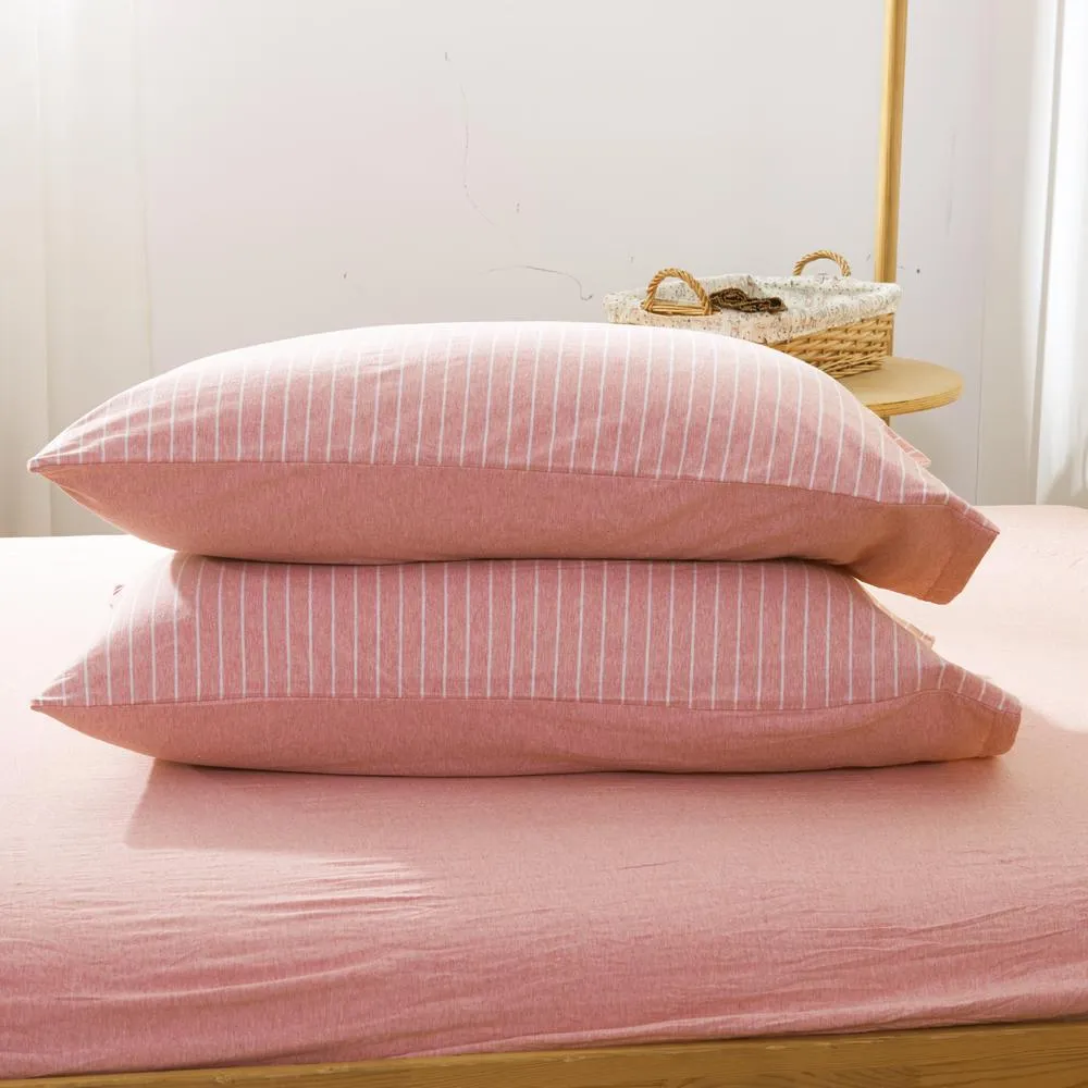 Cotton Pure - Pinky Stripe Jersey Cotton Pillow Case