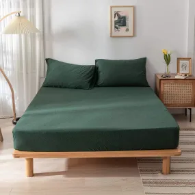 Cotton Pure -  Verde Green Jersey Cotton Fitted Sheet Set