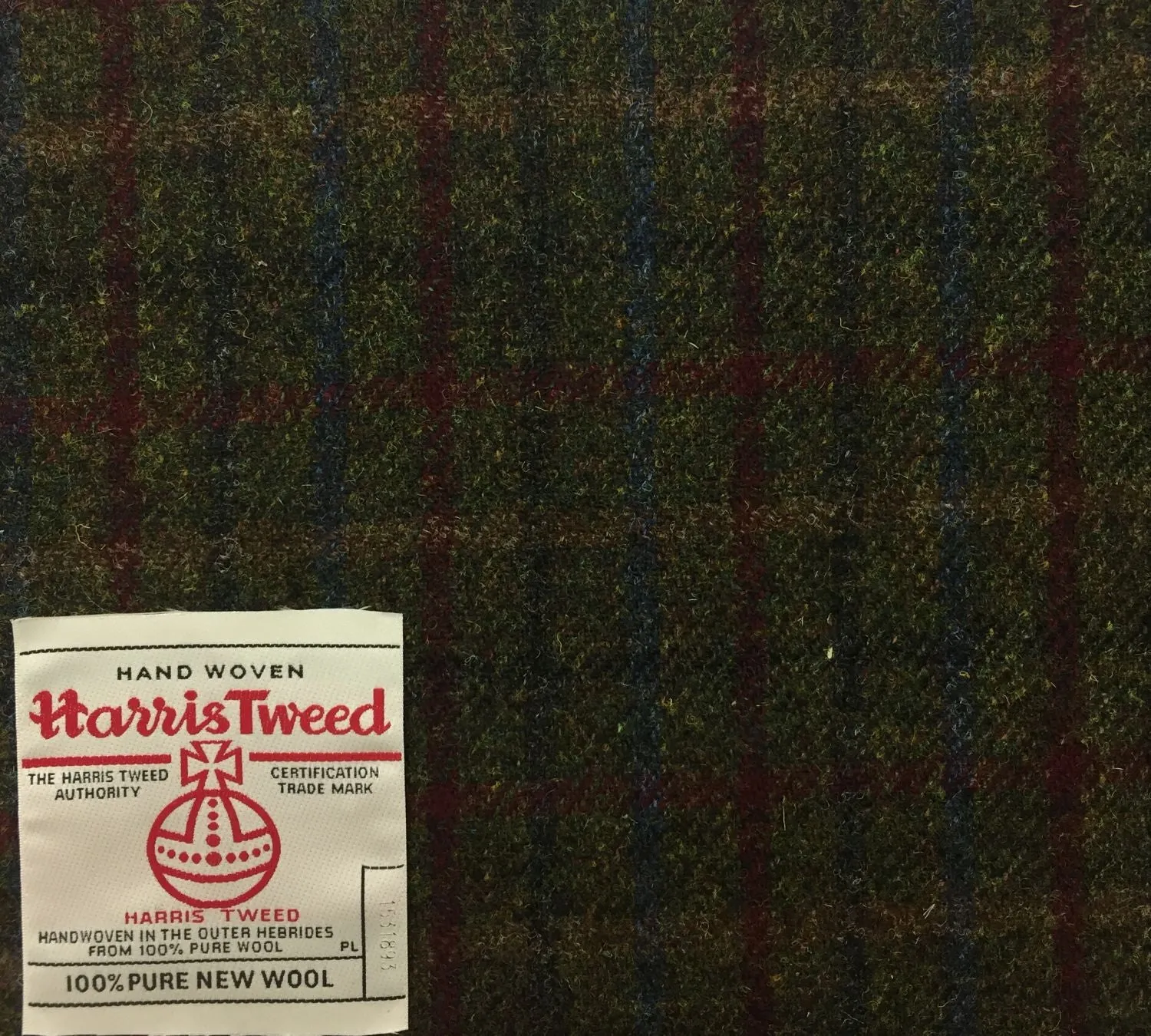 Dark Green With Blue/Red Check Harris Tweed