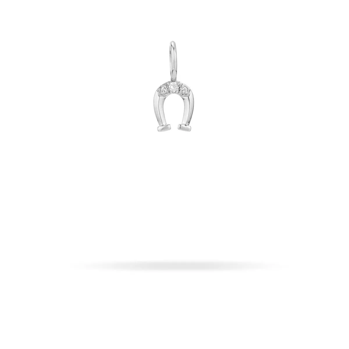 Diamond Horseshoe Mini Bead Charm in Sterling Silver