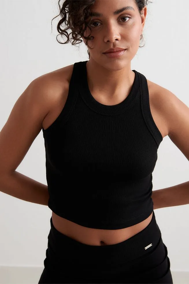 Ease Ribbed Tank | Black