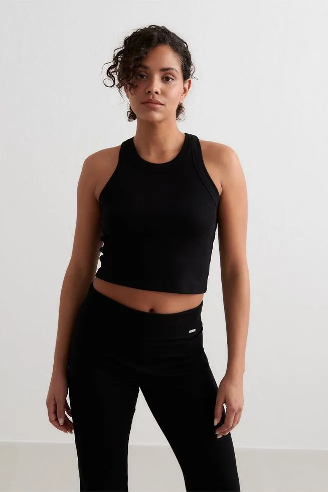 Ease Ribbed Tank | Black