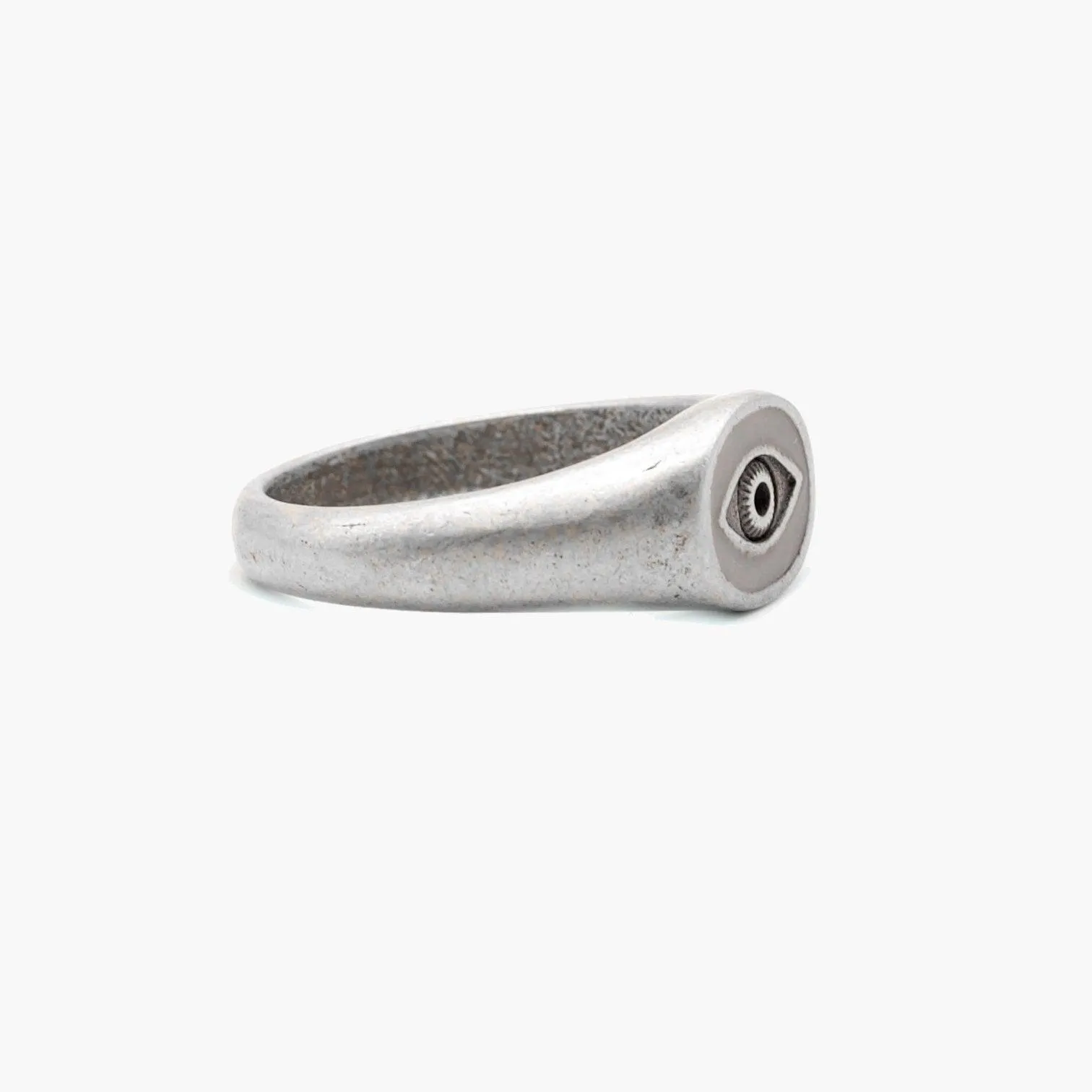 Evil Eye Silver Ring With Grey Enamel