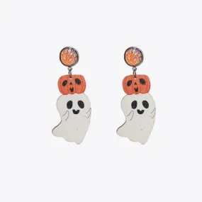 Ghost Shape Wooden Dangle Earrings