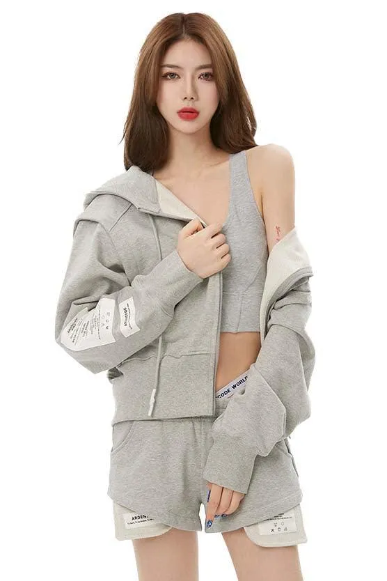 Grey Hoodie with Removable Sleeves