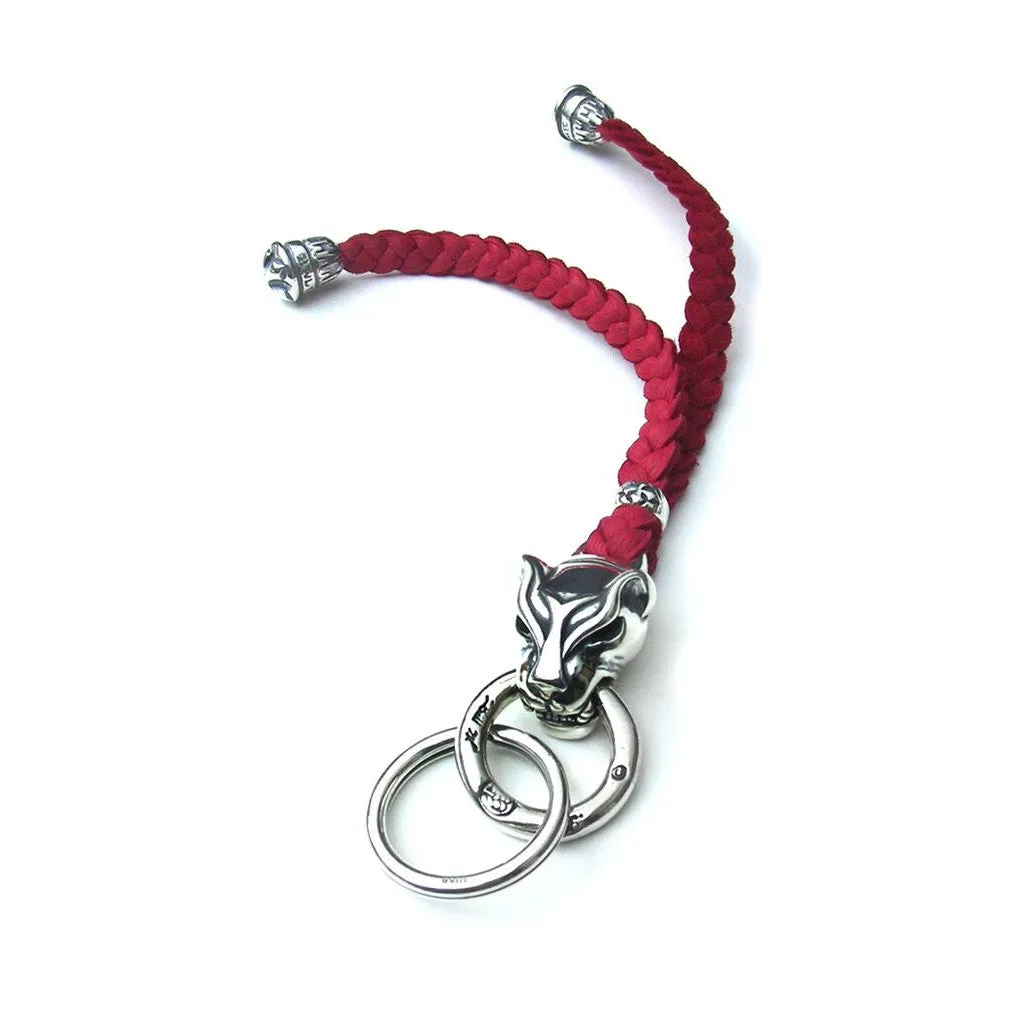 Leather Braid with Panther Key Chain