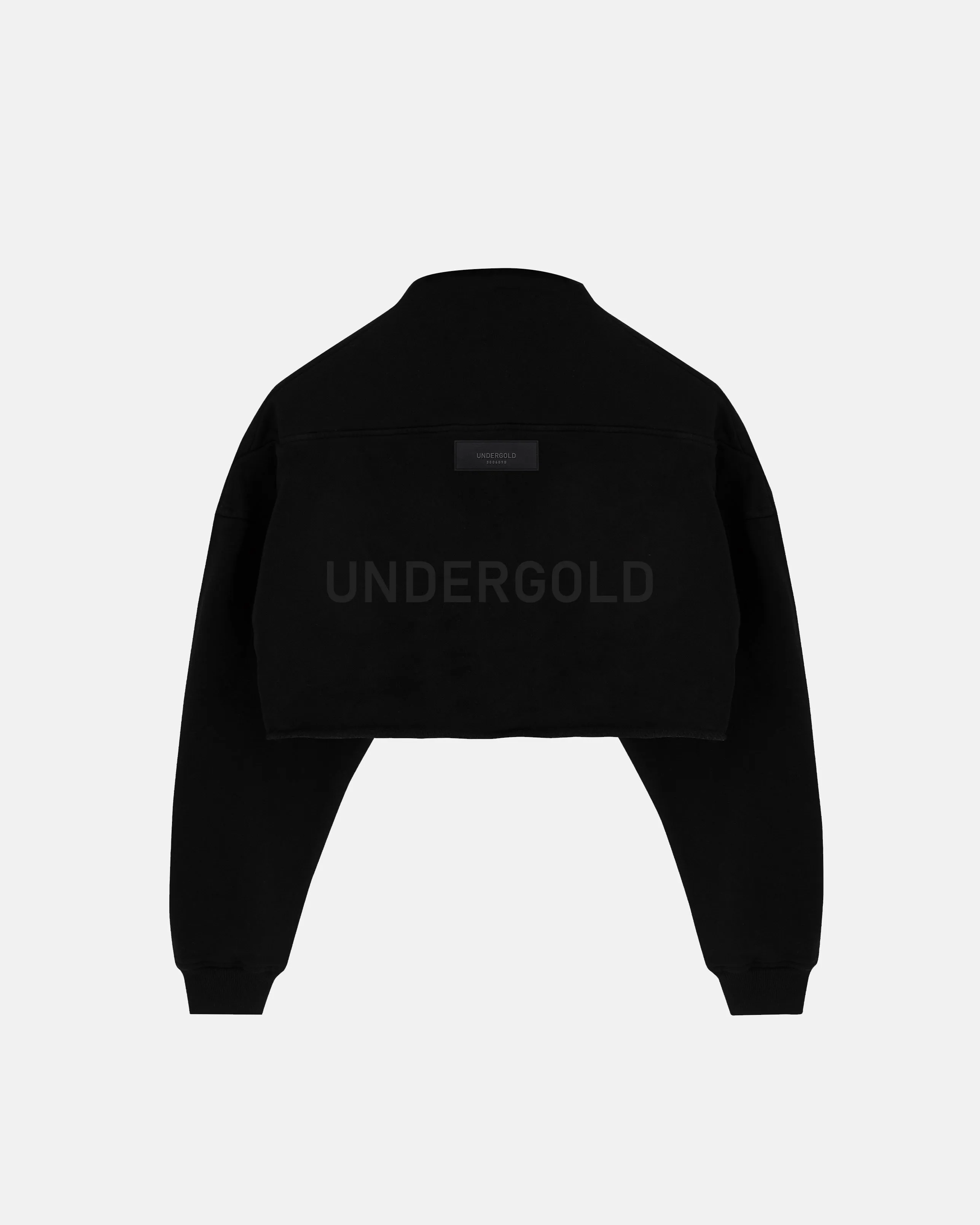 Line Logo Cropped Zip up Crewneck Black