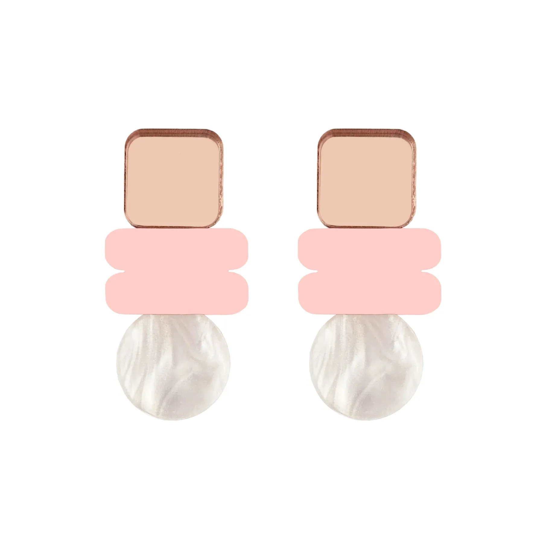 Lola Earrings - Rose Gold, White & Pink