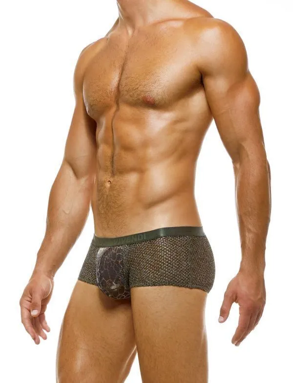 Modus Vivendi Boxer Knight Combo Shiny Snake Print Metallic Yarns Khaki 05221 129