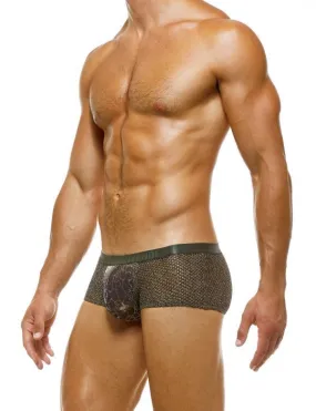 Modus Vivendi Boxer Knight Combo Shiny Snake Print Metallic Yarns Khaki 05221 129