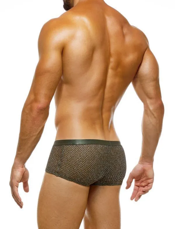 Modus Vivendi Boxer Knight Combo Shiny Snake Print Metallic Yarns Khaki 05221 129