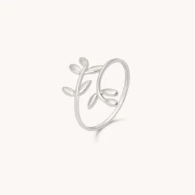 Olive Leaves Silver Adjustable Ring