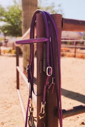 Purple Leather Quick Change Working Headstall