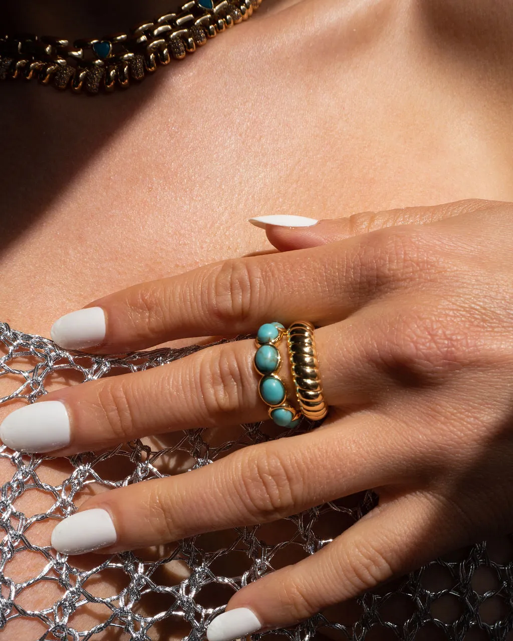 Ridged Marbella Ring- Gold