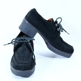 SOLD 90s Esprit Black Suede Oxford Creepers, Y2K Grunge Shoes 8