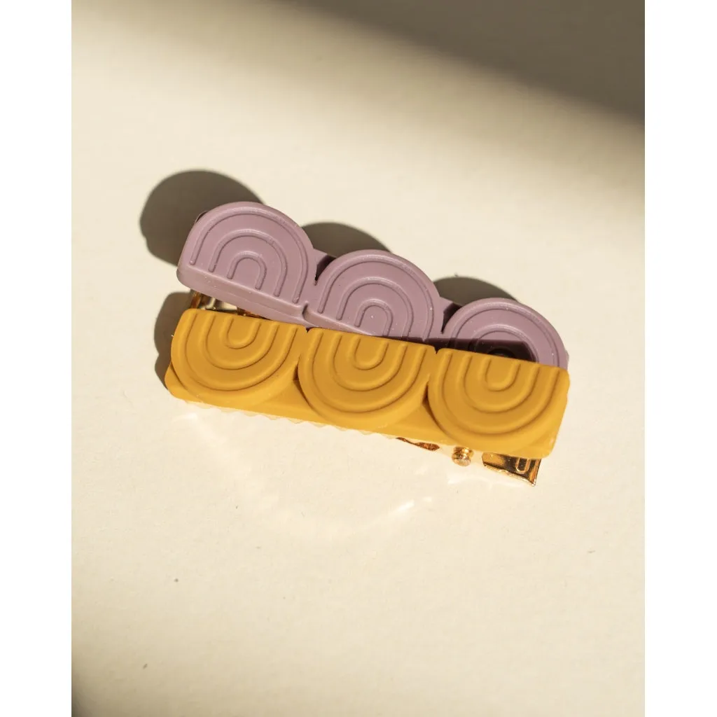 Tri Rainbow Bar | Hair Clips Set of 2 - Mauve Rose