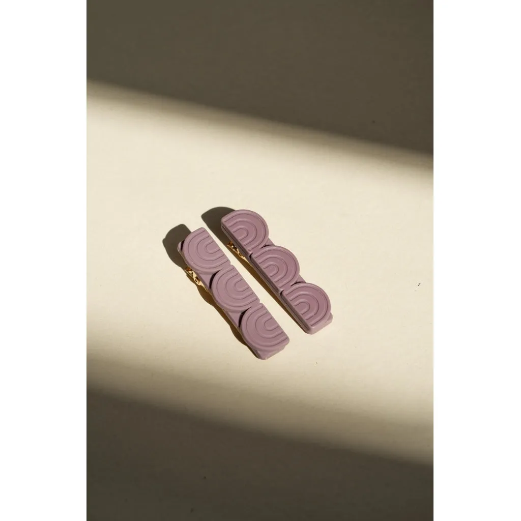 Tri Rainbow Bar | Hair Clips Set of 2 - Mauve Rose