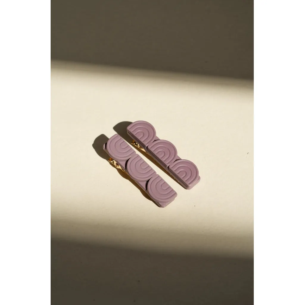 Tri Rainbow Bar | Hair Clips Set of 2 - Mauve Rose