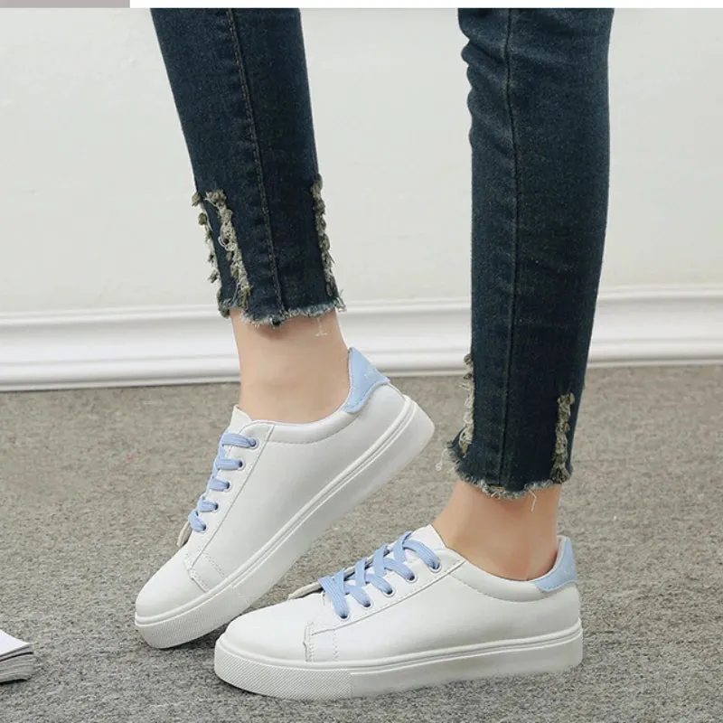 Women White Sneakers 2024 Fashion Breathble Vulcanized Shoes Pu Leather Platform Shoes White Lace Up Casual Shoes Zapatos Mujer