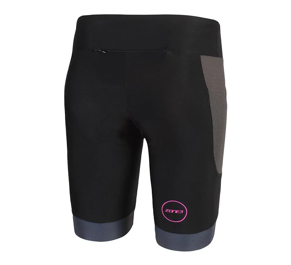 WOMENS AQUAFLO PLUS TRISHORTS BLACK PINK ZONE3