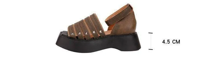 Women's Casual Shoes - Handmade Leather Sandals GRCL0245