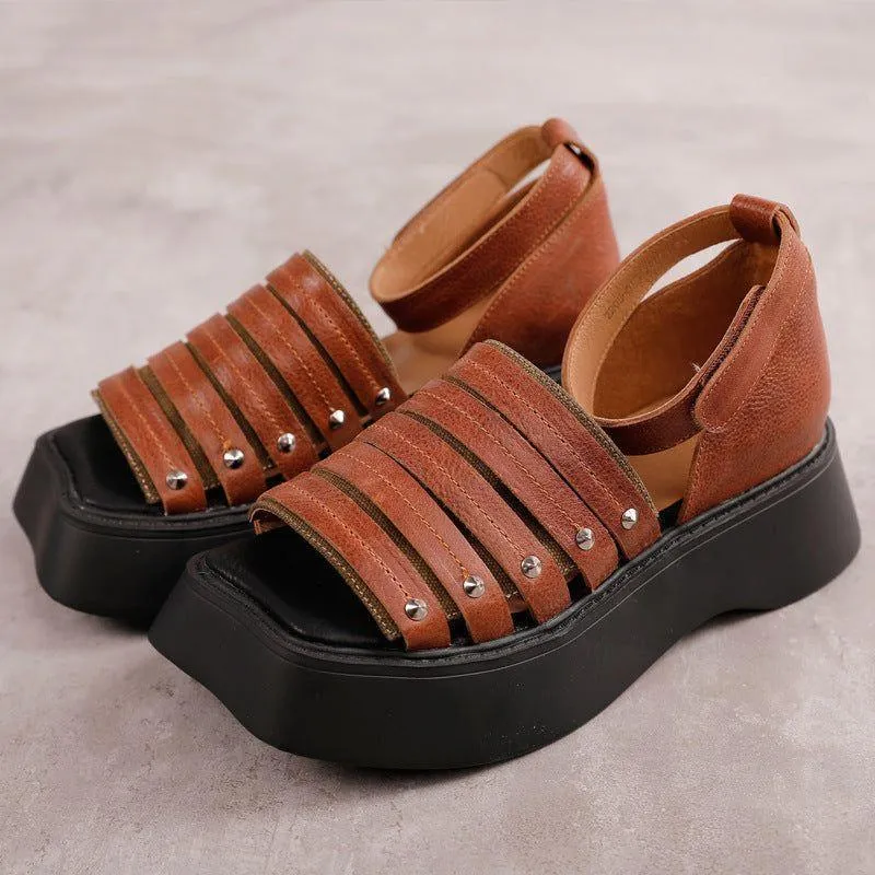 Women's Casual Shoes - Handmade Leather Sandals GRCL0245