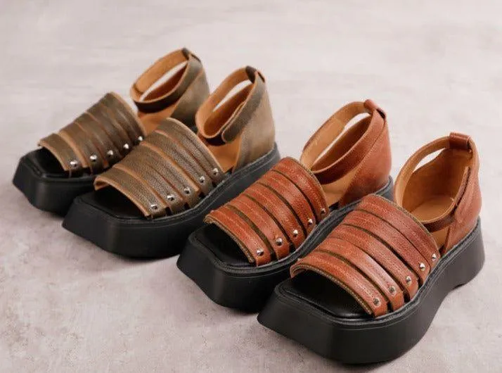 Women's Casual Shoes - Handmade Leather Sandals GRCL0245