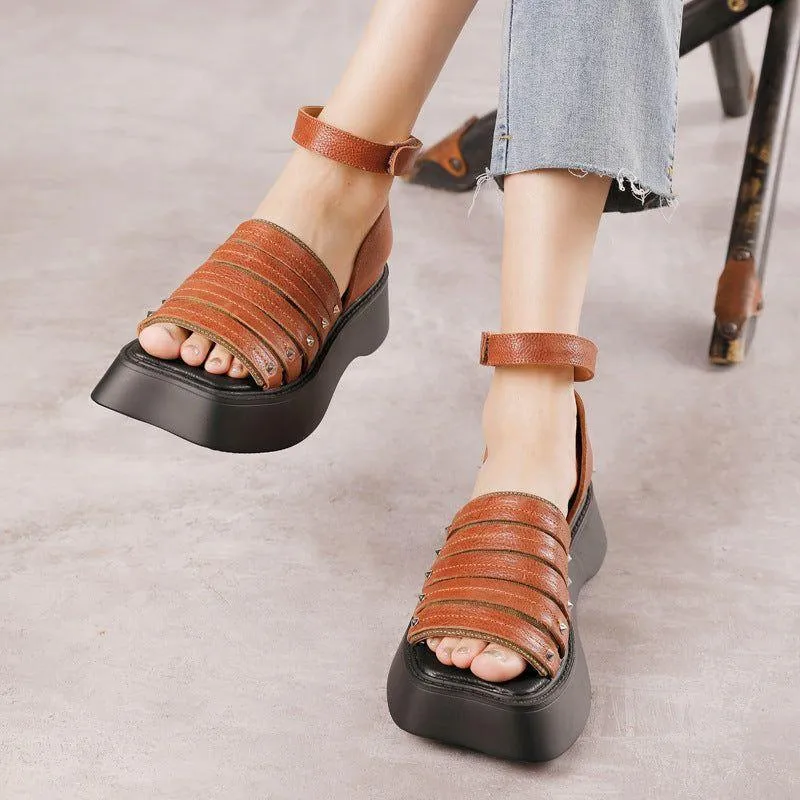 Women's Casual Shoes - Handmade Leather Sandals GRCL0245