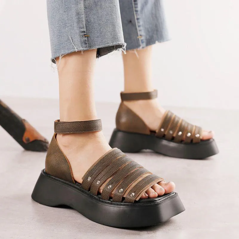 Women's Casual Shoes - Handmade Leather Sandals GRCL0245